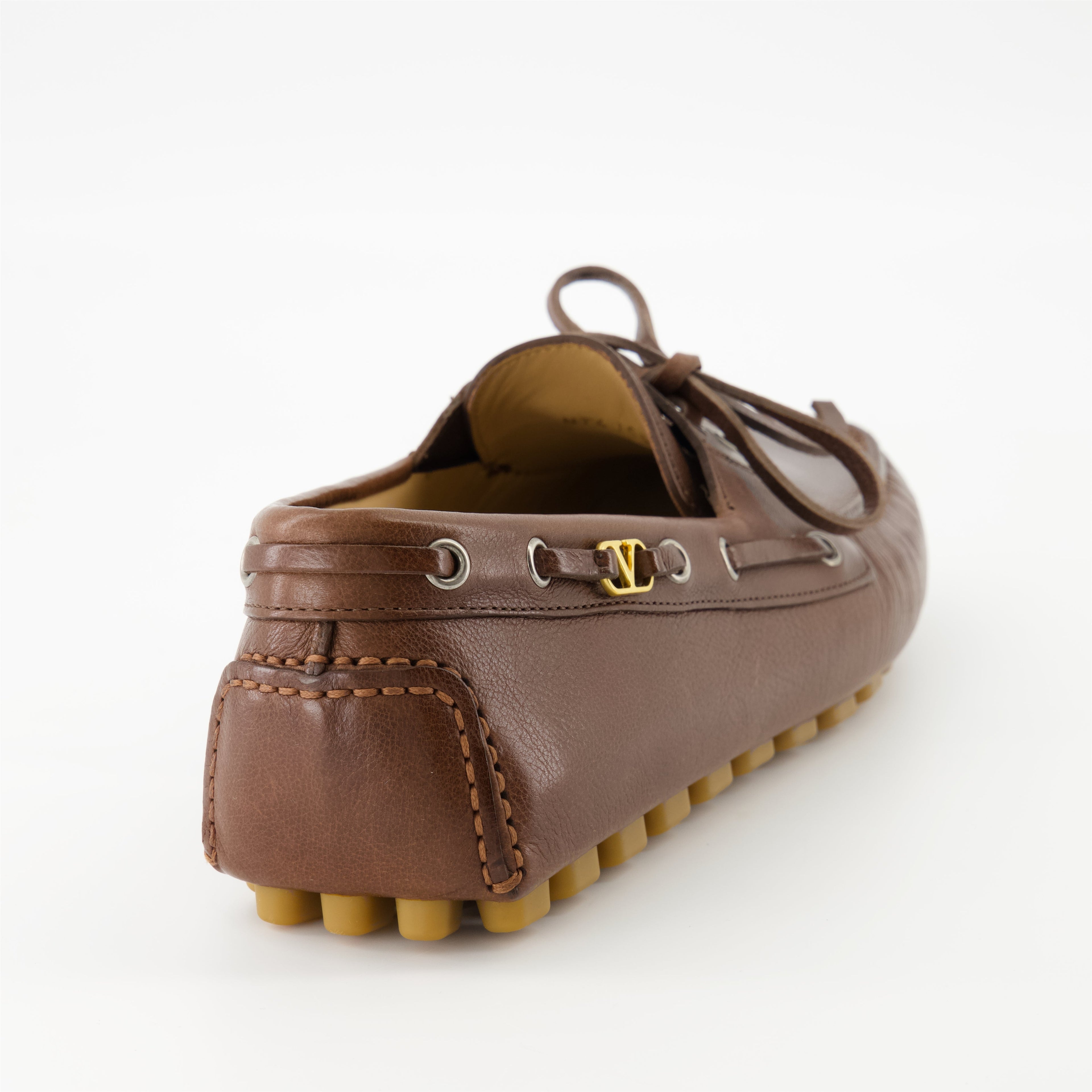 moccasins, brown leather shoes, luxury footwear, driver moccasins, VLogo Signature