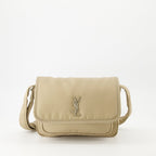 nylon bag, Saint Laurent, beige bag, adjustable strap bag, sustainable fashion
