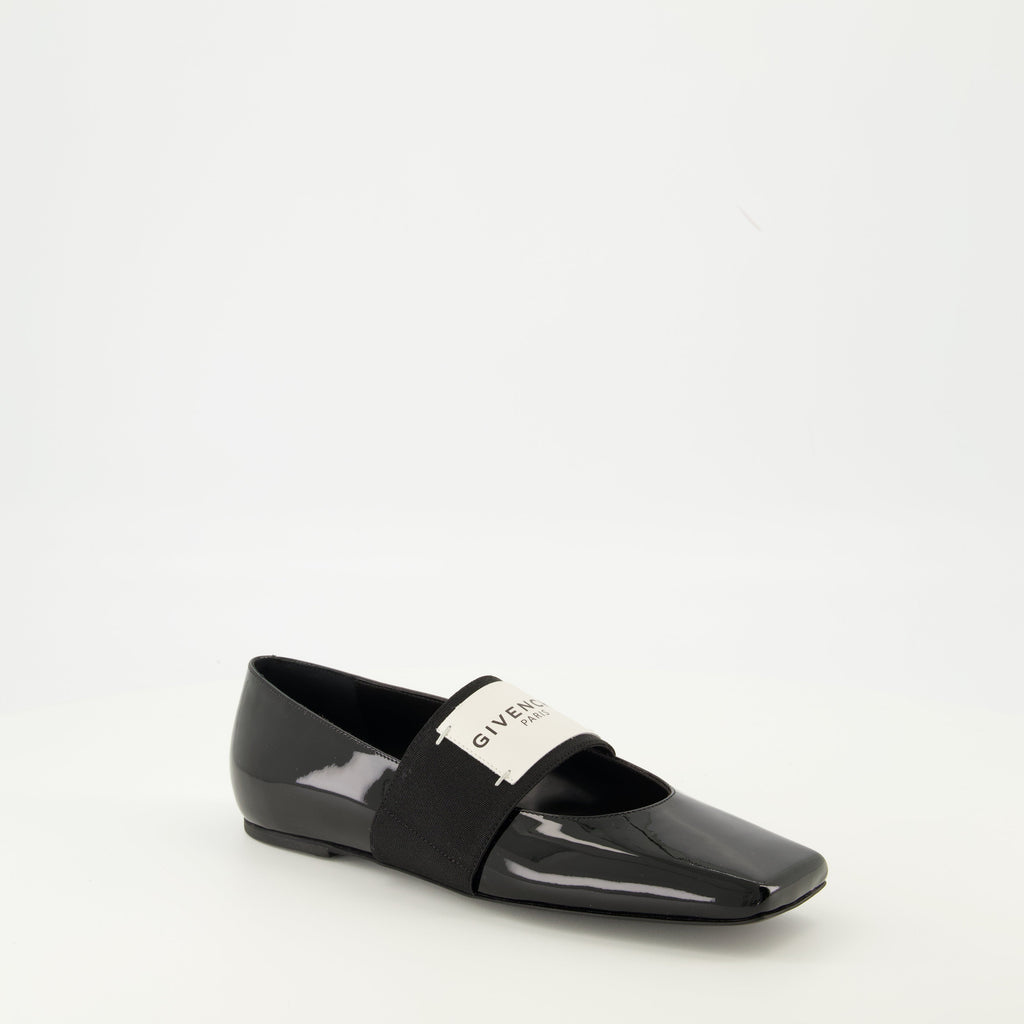 Givenchy ballerinas, Sliced Square model, patent leather shoes, square toe flats, luxury footwear