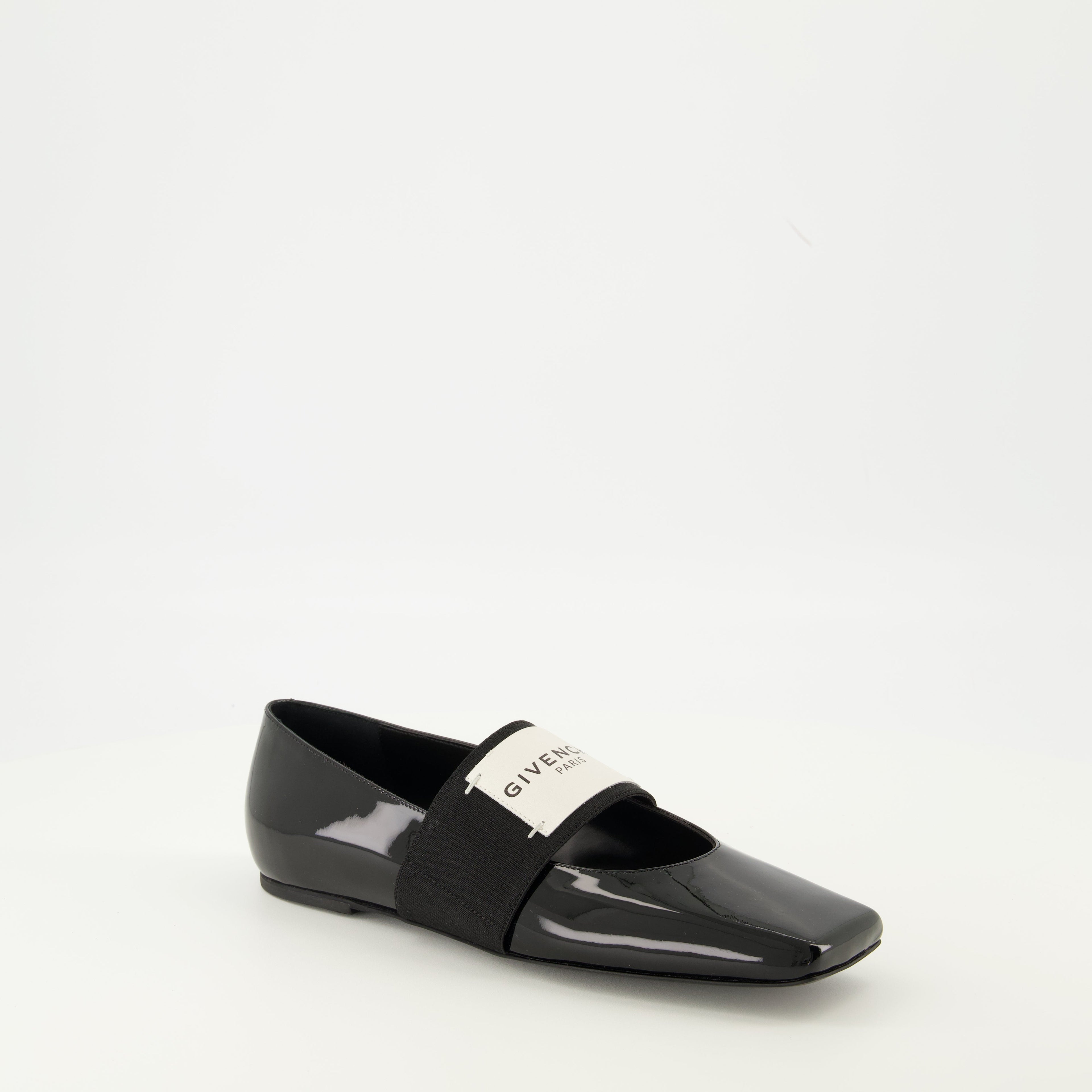 Givenchy ballerinas, Sliced Square model, patent leather shoes, square toe flats, luxury footwear