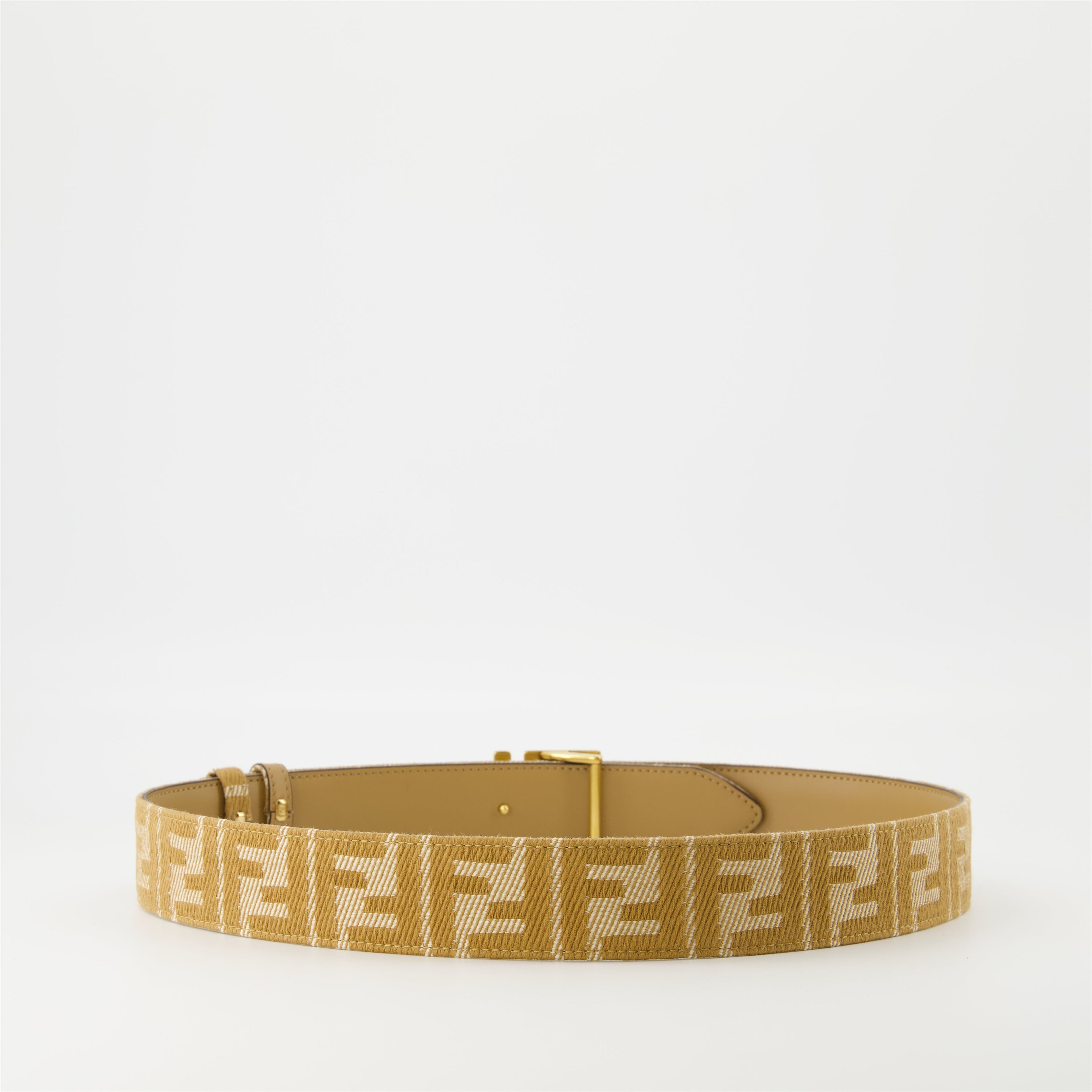 Fendi belt, reversible design, leather and denim, adjustable belt, FF jacquard