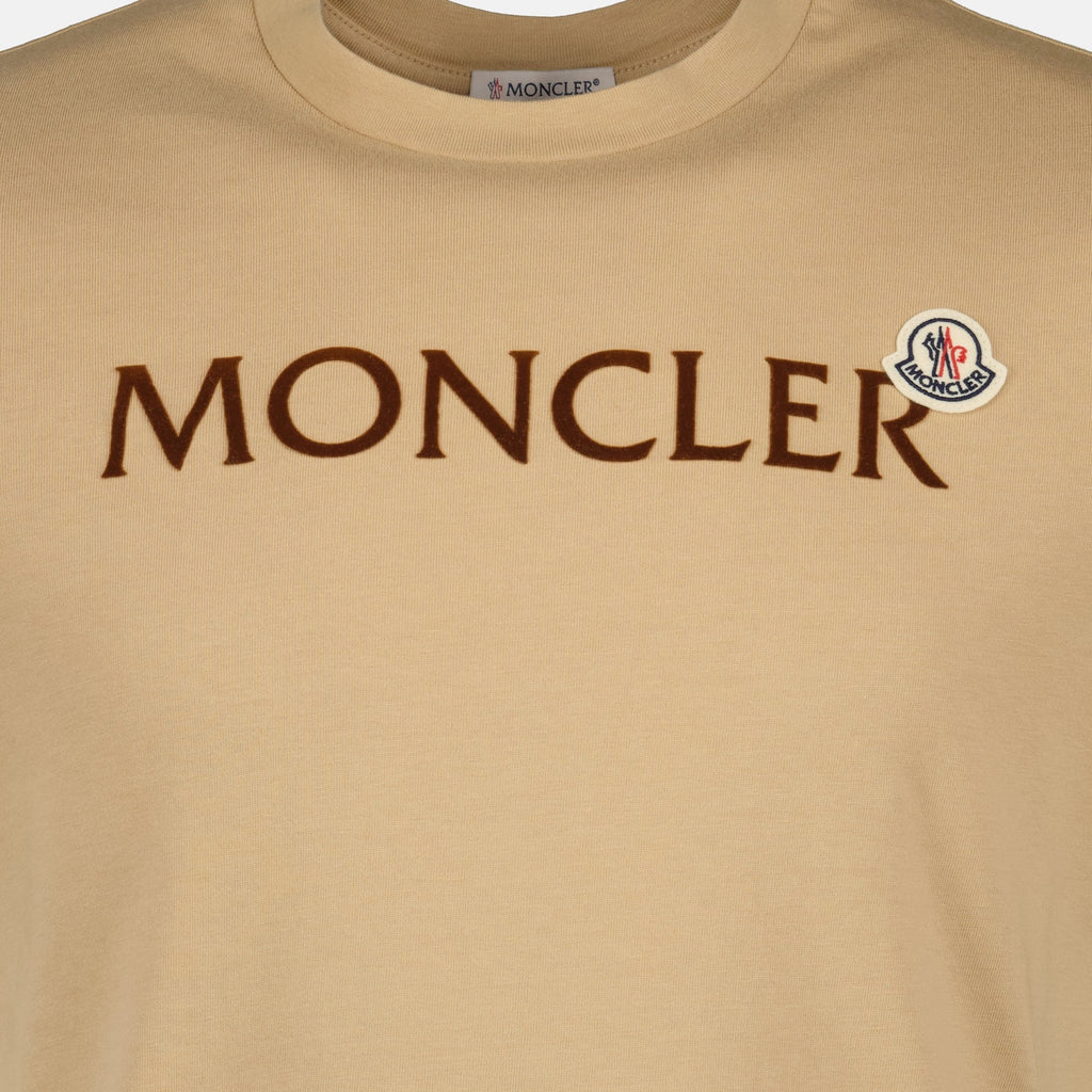 Image of Beige Logo Tee by Moncler for Men - Season Spring-Summer 2026 - Detail View 2