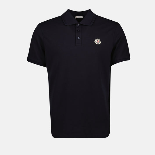 navy polo shirt, Moncler polo, cotton piqué polo, men's fashion, classic polo