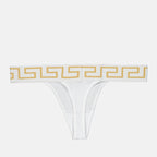 Versace lingerie, Medusa Greca String, luxury intimate wear, white string, designer underwear