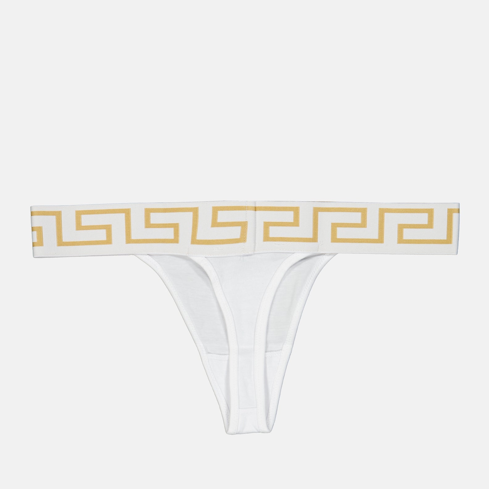 Versace lingerie, Medusa Greca String, luxury intimate wear, white string, designer underwear