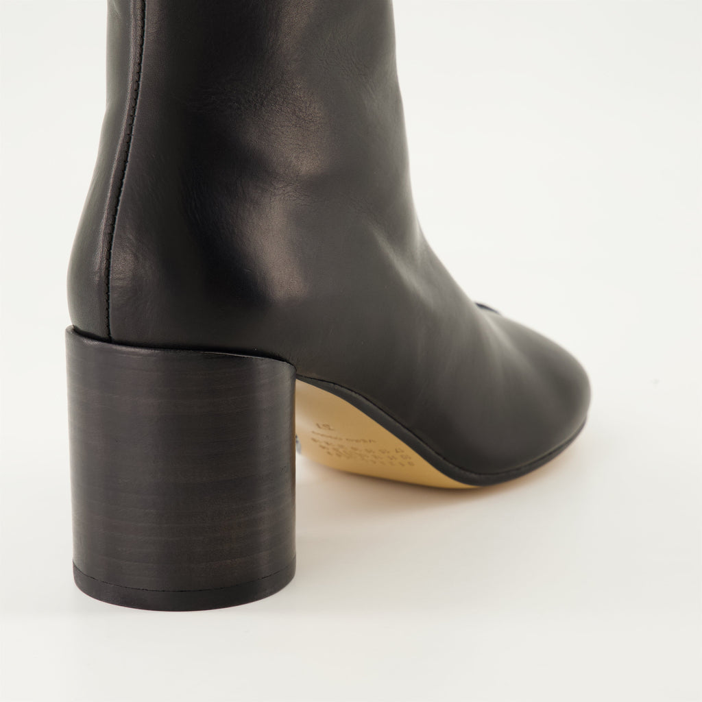 black leather boots, MM6 footwear, fall-winter 2024, ankle boots, leather sole female