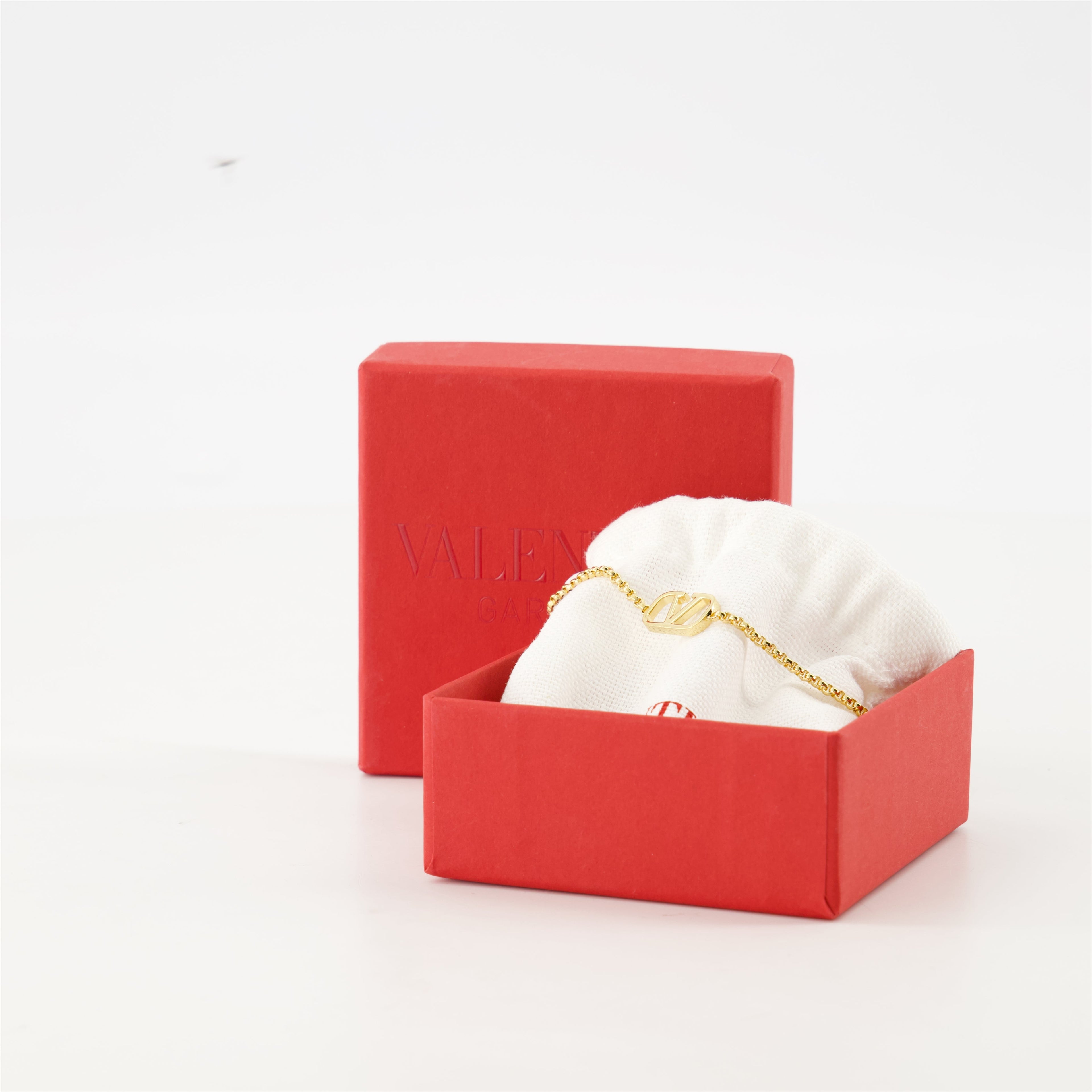 VLogo Signature Bracelet, Valentino Garavani, adjustable bracelet, gold bracelet, classic clasp