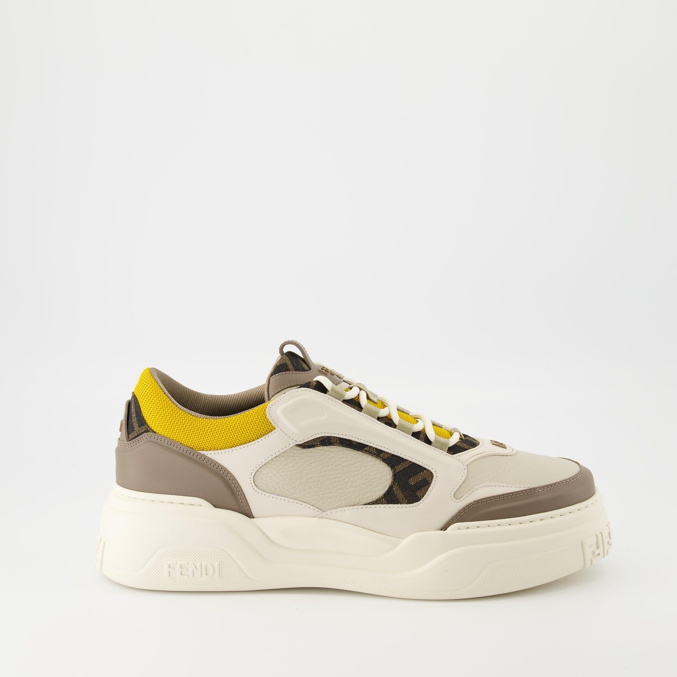 Fendi sneakers, brown sneakers, leather footwear, FF pattern shoes, anti-slip sneakers