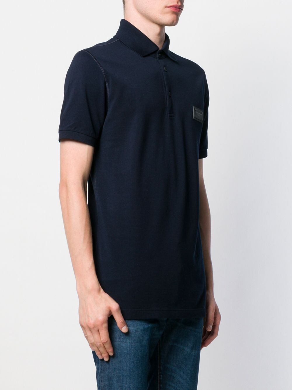 Men's Blue Polo, Dolce & Gabbana, Piqué Cotton, Luxury Apparel, Elegant Menswear