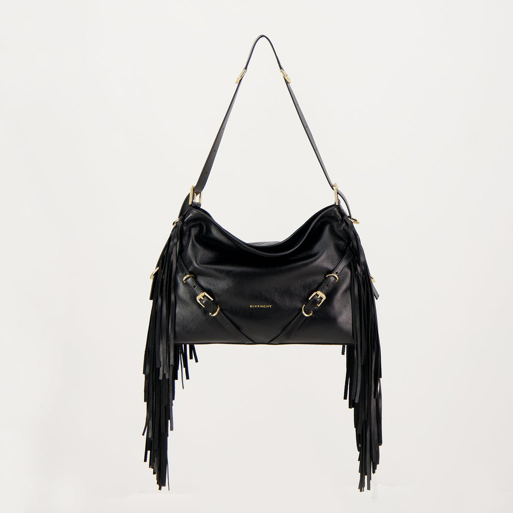 Givenchy, Medium Fringed Bag, Leather Handbag, Adjustable Shoulder Strap, Black Bag