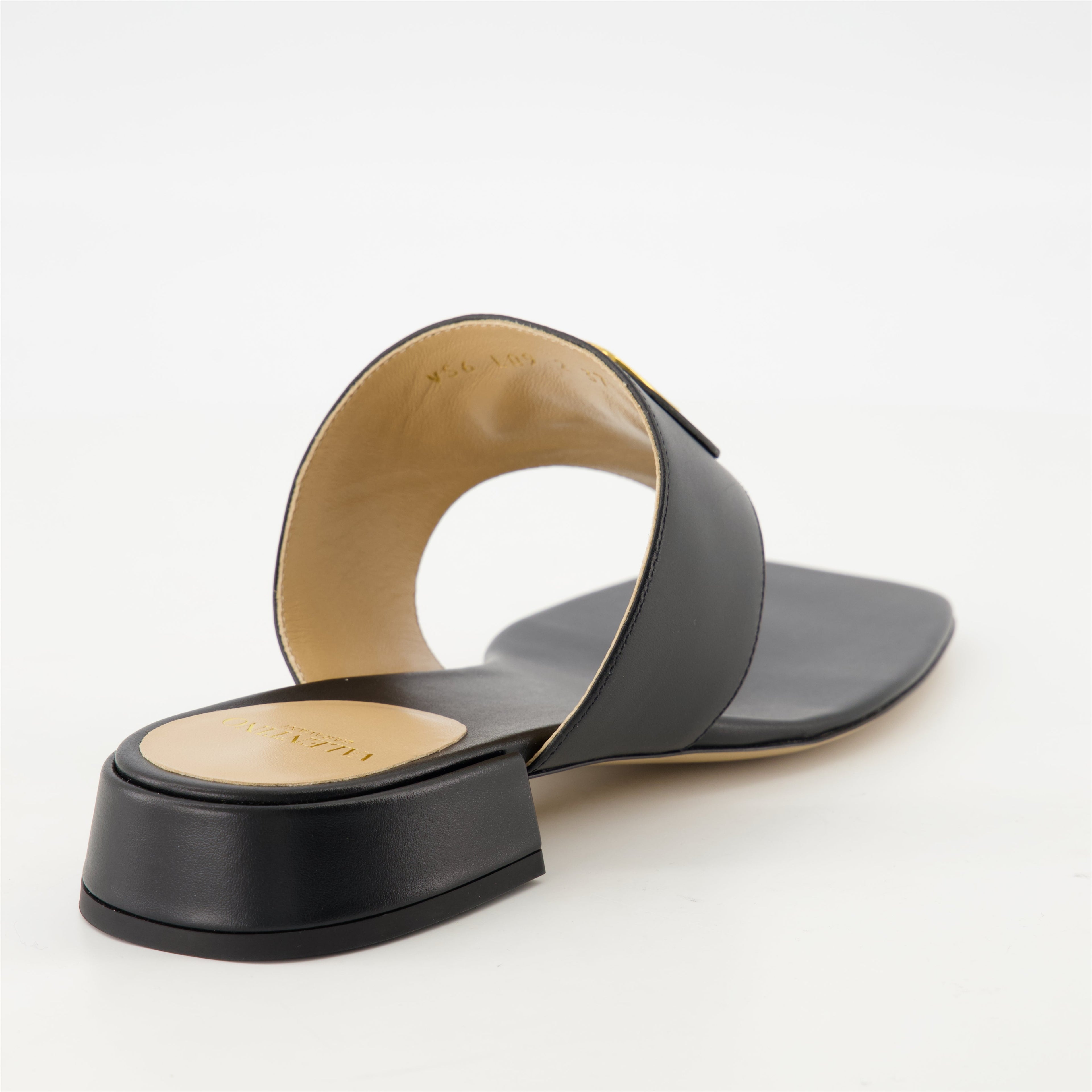 black leather slides, VLogo sandals, open toe slides, Valentino footwear, Spring-Summer 2025