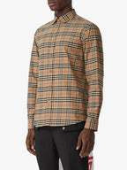 Burberry, Simpson Checked Shirt, Beige, Men's Luxury Shirt, Designer Check Shirt