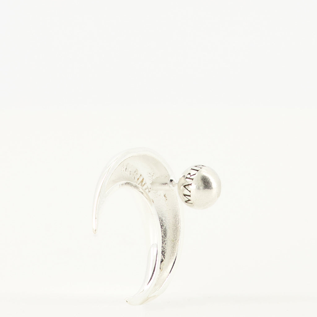 Moon Silver Earrings, Marine Serre Jewelry, Brushed Metal Earrings, Engraved Logo Accessories, Contemporary Jewelry