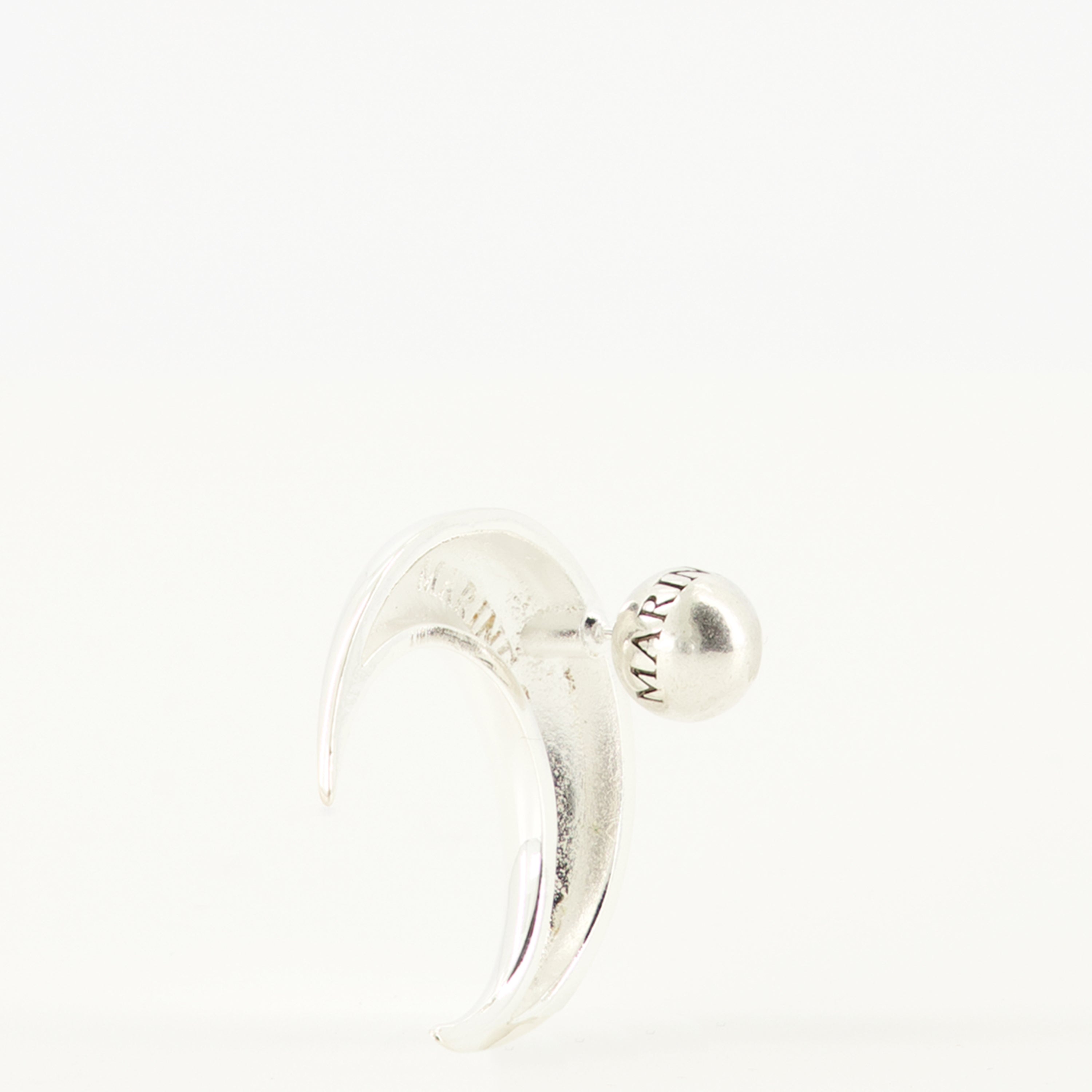 Moon Silver Earrings, Marine Serre Jewelry, Brushed Metal Earrings, Engraved Logo Accessories, Contemporary Jewelry