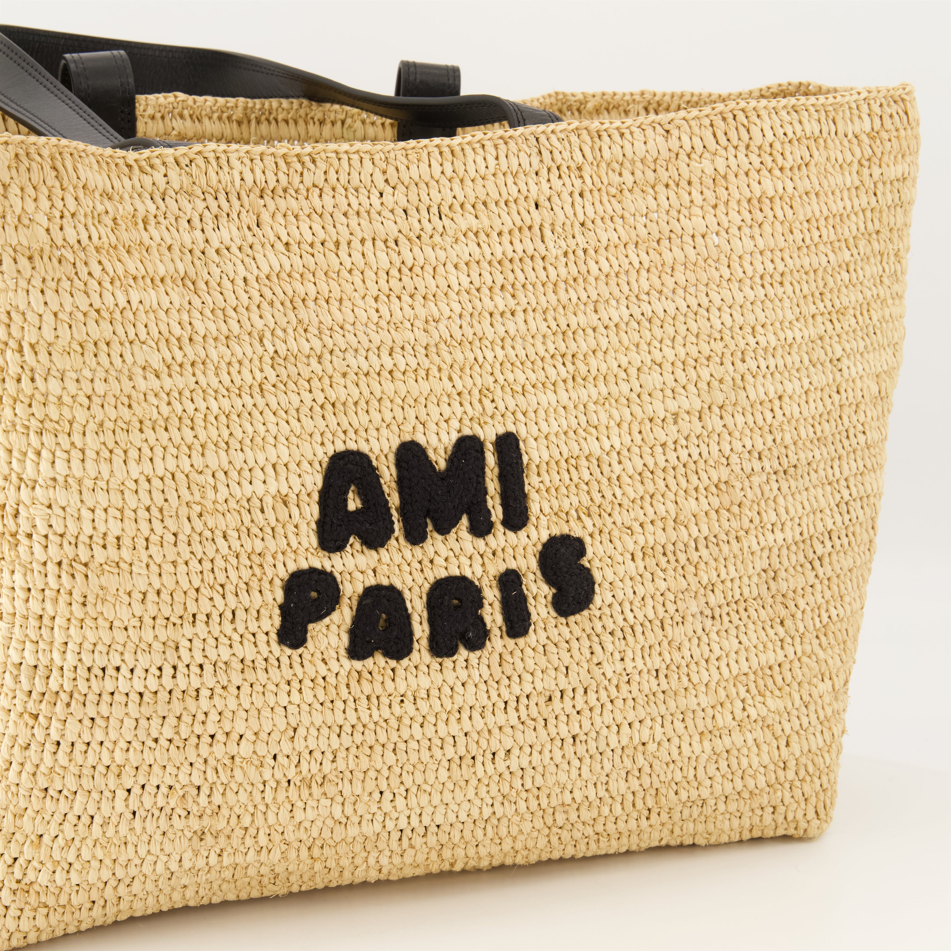 raffia tote bag, Ami Paris, neutral accessories, spring summer 2025, everyday carry