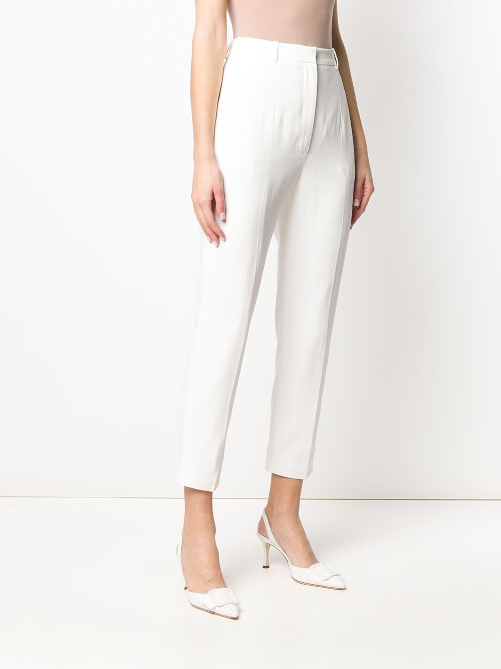 Alexander McQueen, white cigarette pants, luxury trousers, elegant pants, tailored trousers