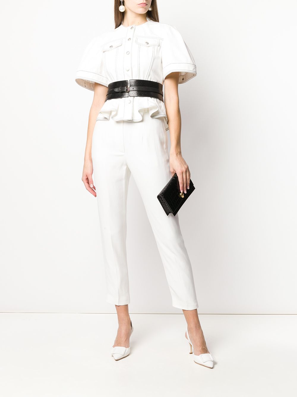 Alexander McQueen, white cigarette pants, luxury trousers, elegant pants, tailored trousers