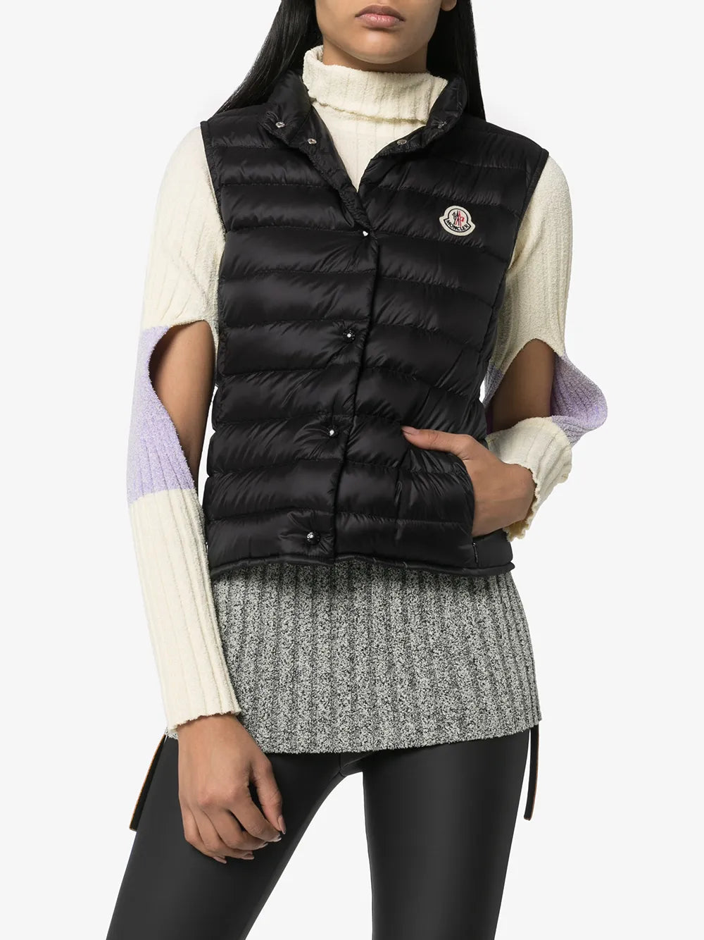 Moncler gilet, quilted gilet, womens outerwear, black gilet, winter fashion