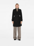 Burberry trench coat, women's luxury coat, black Kensington Trench, designer outerwear, timeless fashion