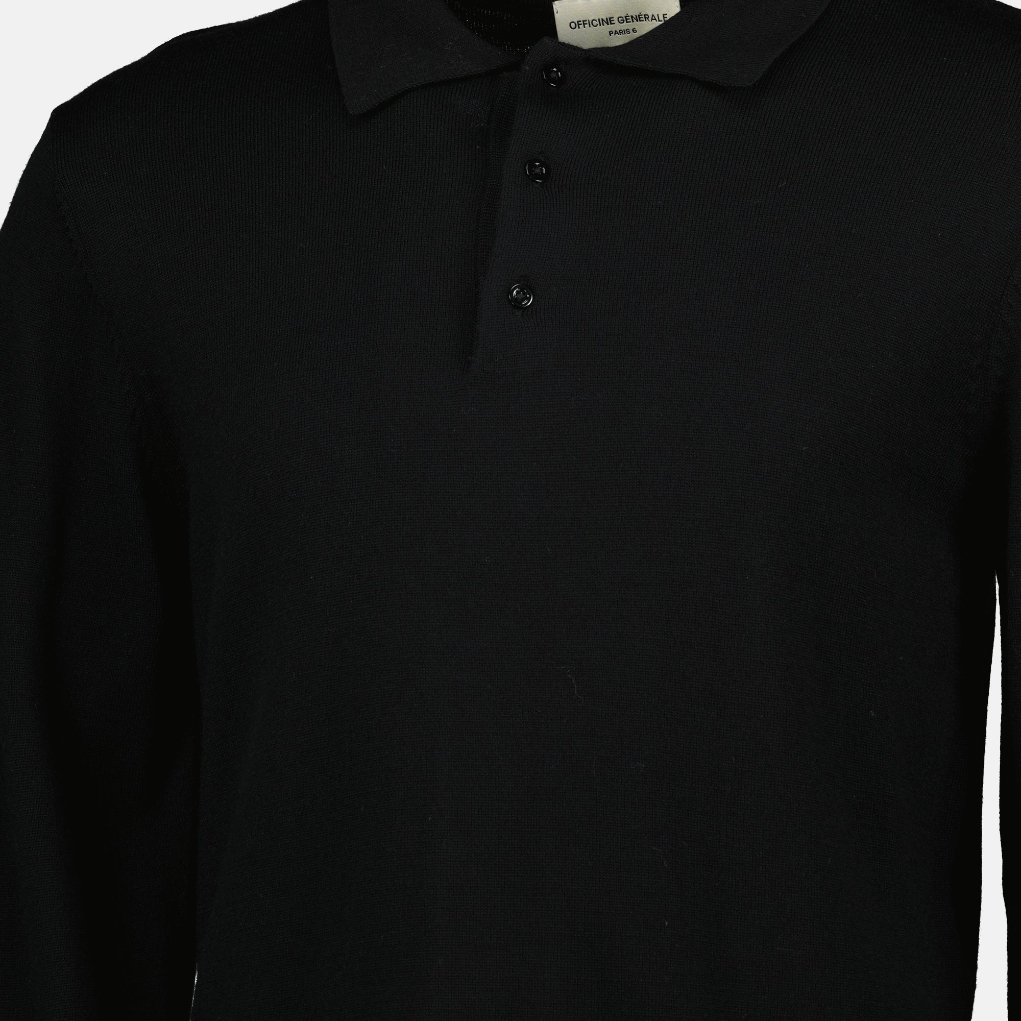 Brandon Polo, Officine Générale, long sleeve polo, wool polo, classic collar
