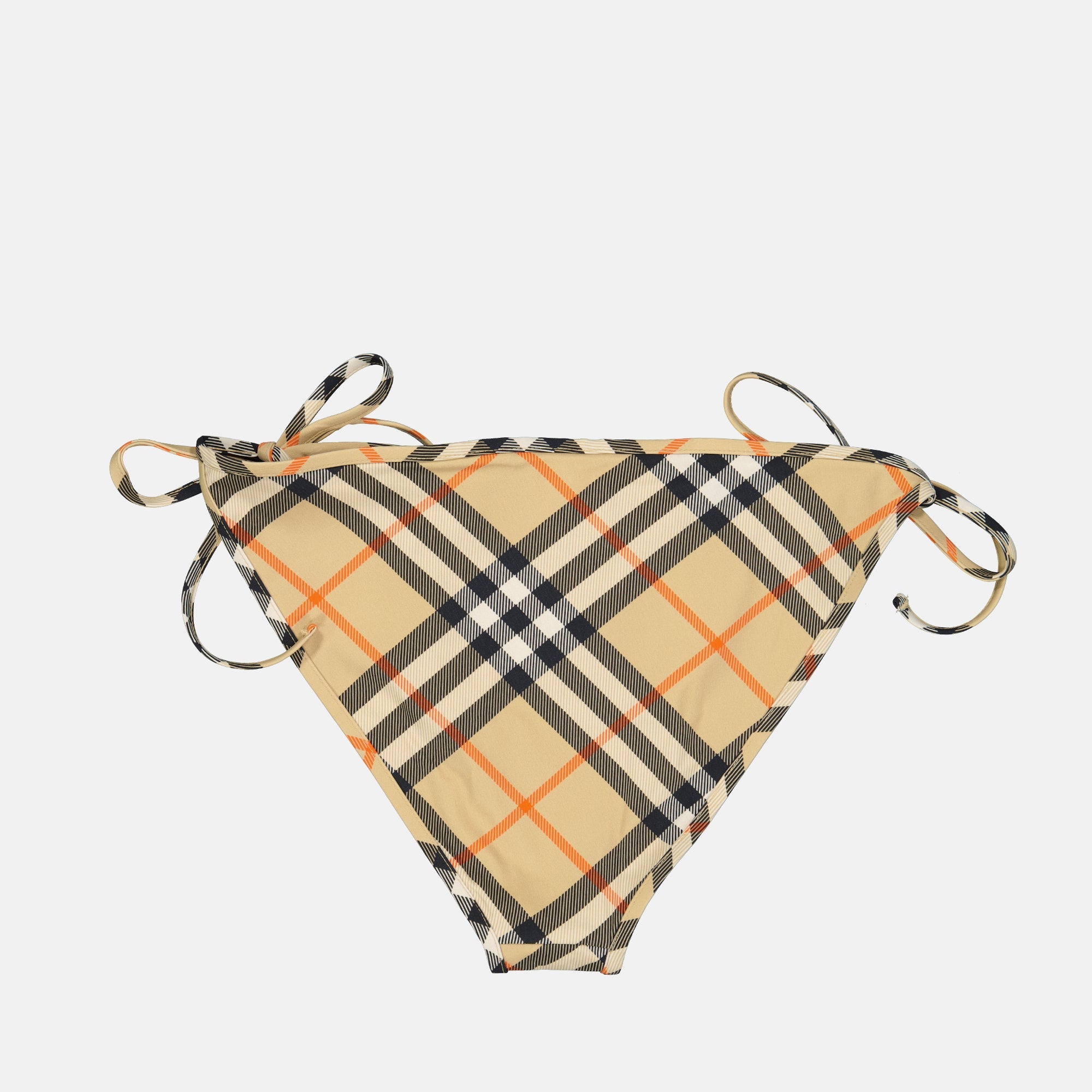 Beige Checked Bikini Bottoms
