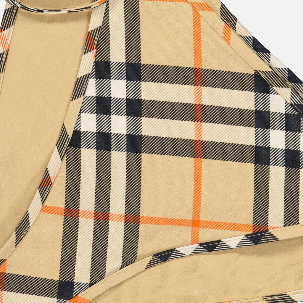 Beige Checked Bikini Bottoms