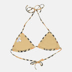 Burberry bikini top, beige checked swimwear, luxury swimwear, high-end bikini, designer bikini