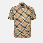 Beige Checkered Short Sleeve Shirt