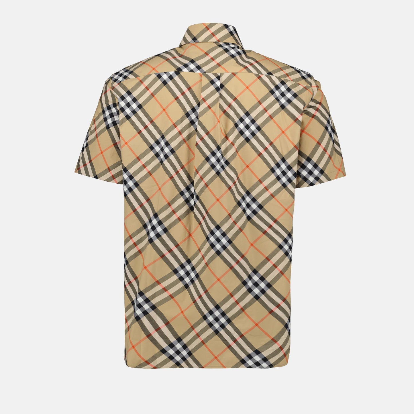 Beige checkered shirt, luxury short sleeve shirt, Burberry shirt, classic checkered pattern, men's high-end fashion