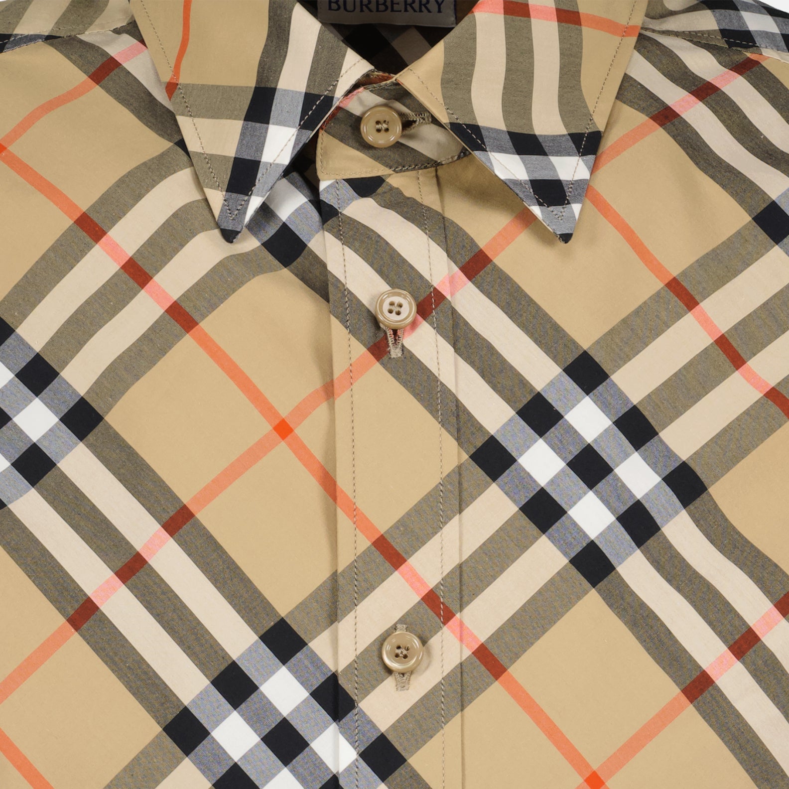 Beige Checkered Short Sleeve Shirt