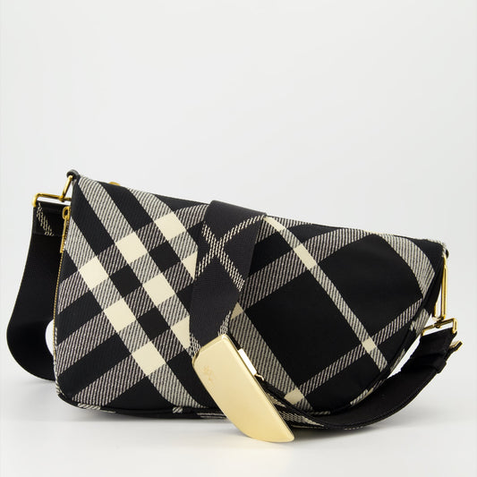 Checkered bag, Burberry accessory, luxury messenger bag, high-end fashion, designer handbags