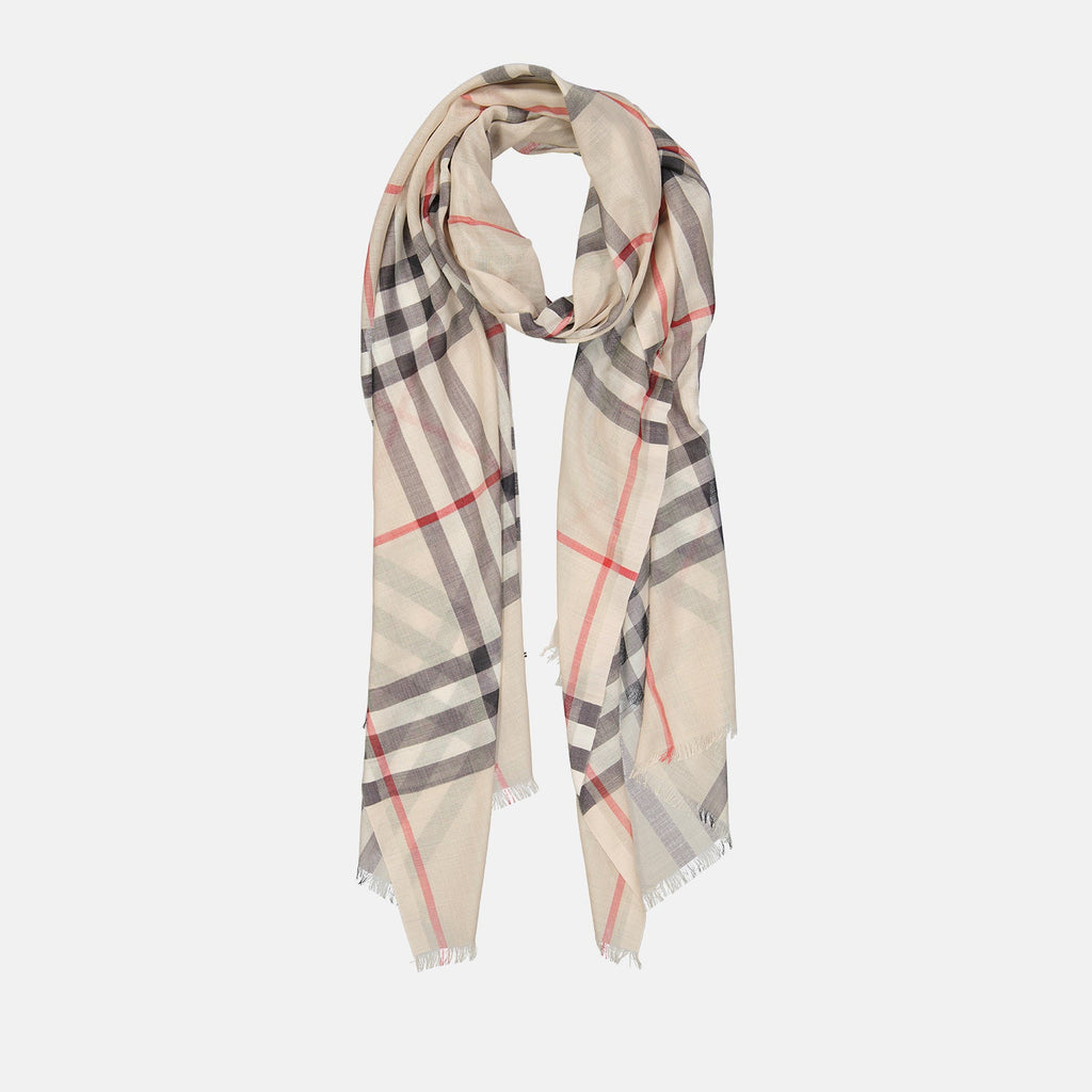 Light Beige Shawl, Checkered Shawl, Burberry Accessory, Luxury Shawl, Elegant Shawl
