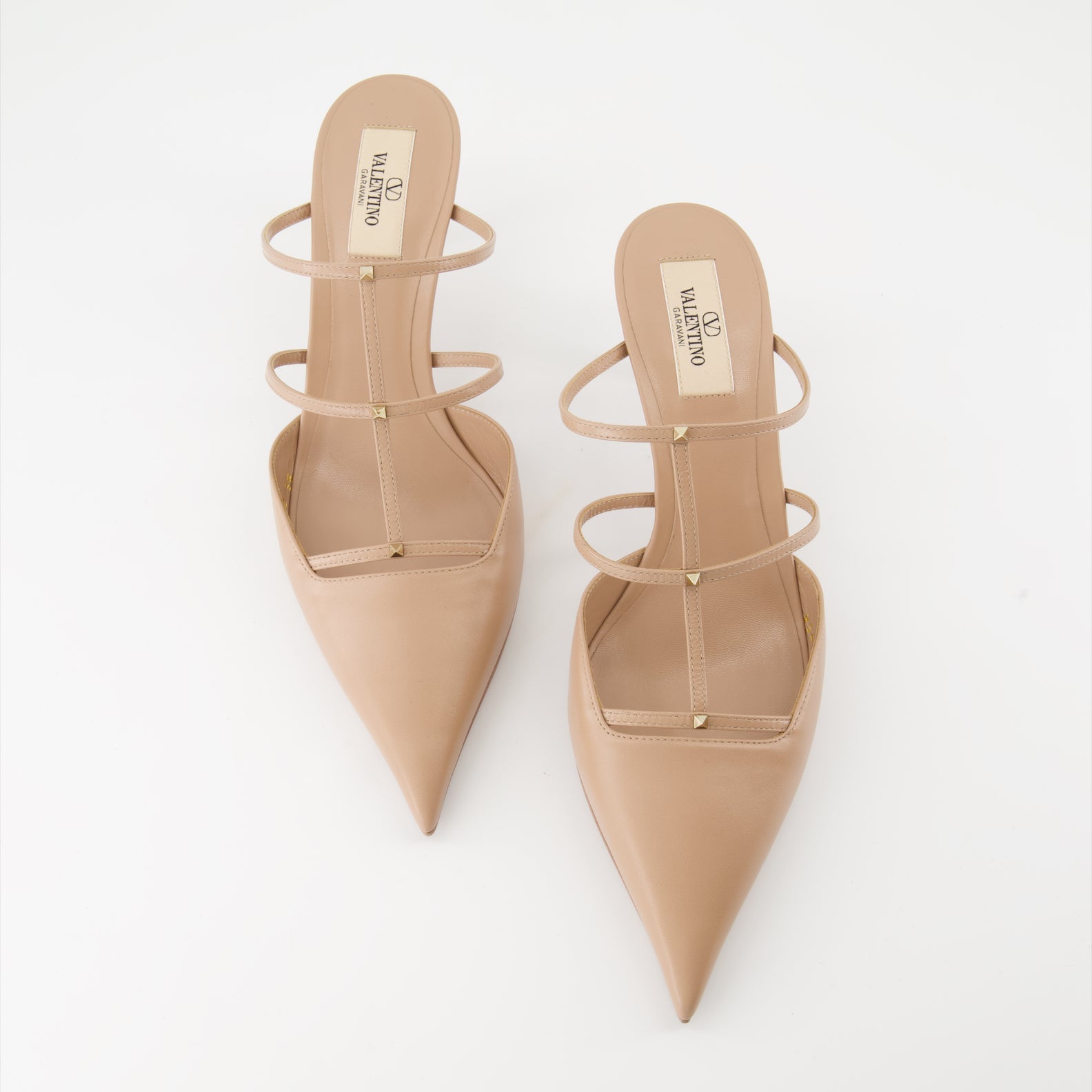 Rockstud, Leather Mules, Beige Shoes, Valentino Garavani, Luxury Footwear