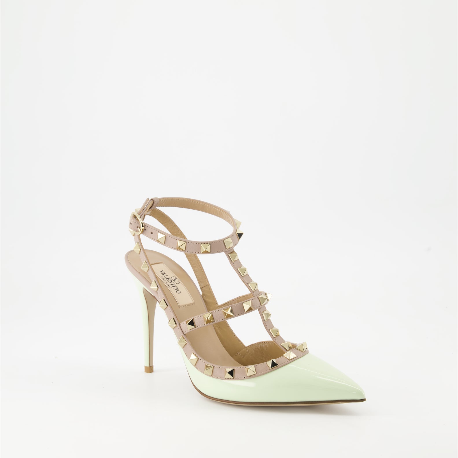 Valentino, Rockstud pumps, green leather pumps, luxury footwear, designer pumps