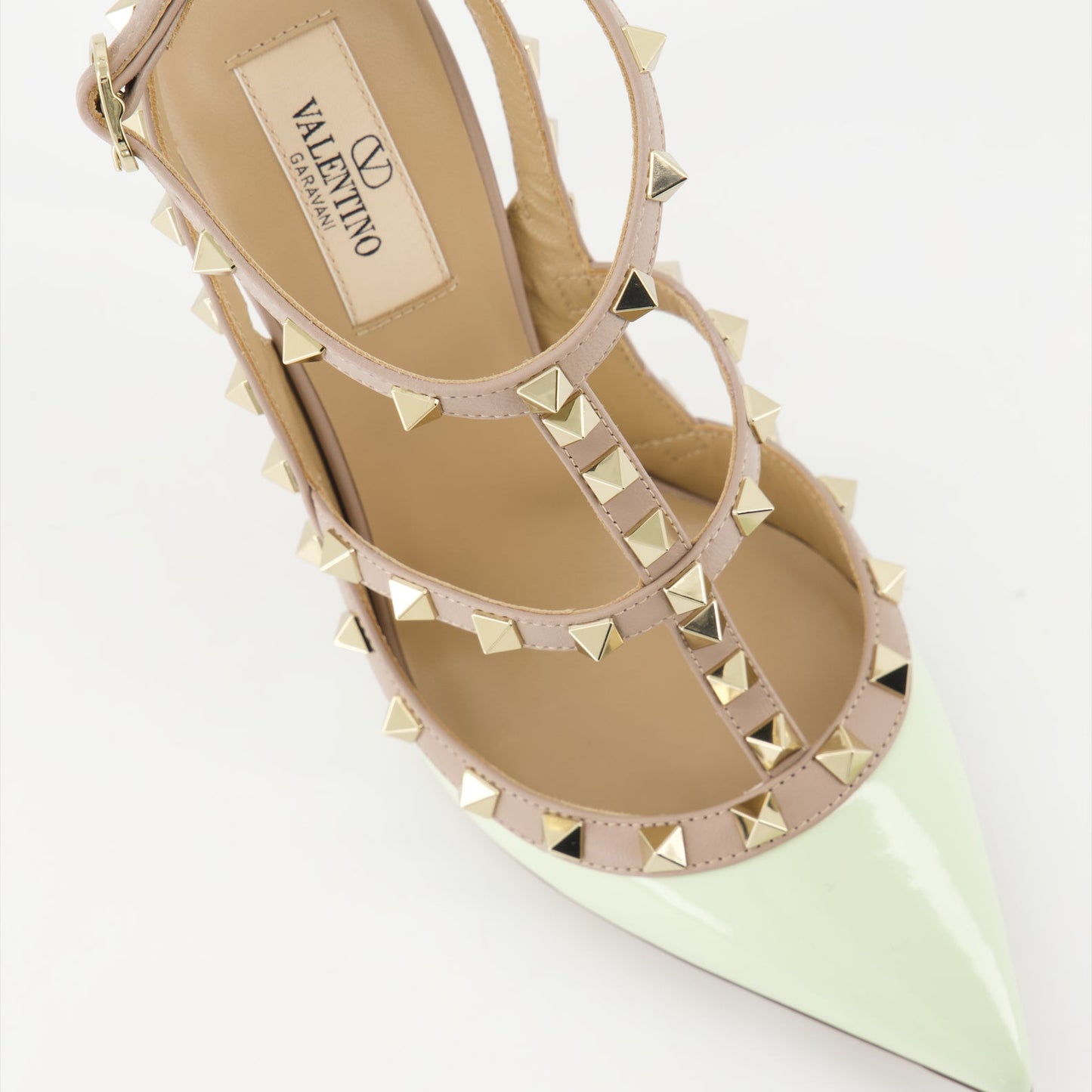 Valentino, Rockstud pumps, green leather pumps, luxury footwear, designer pumps