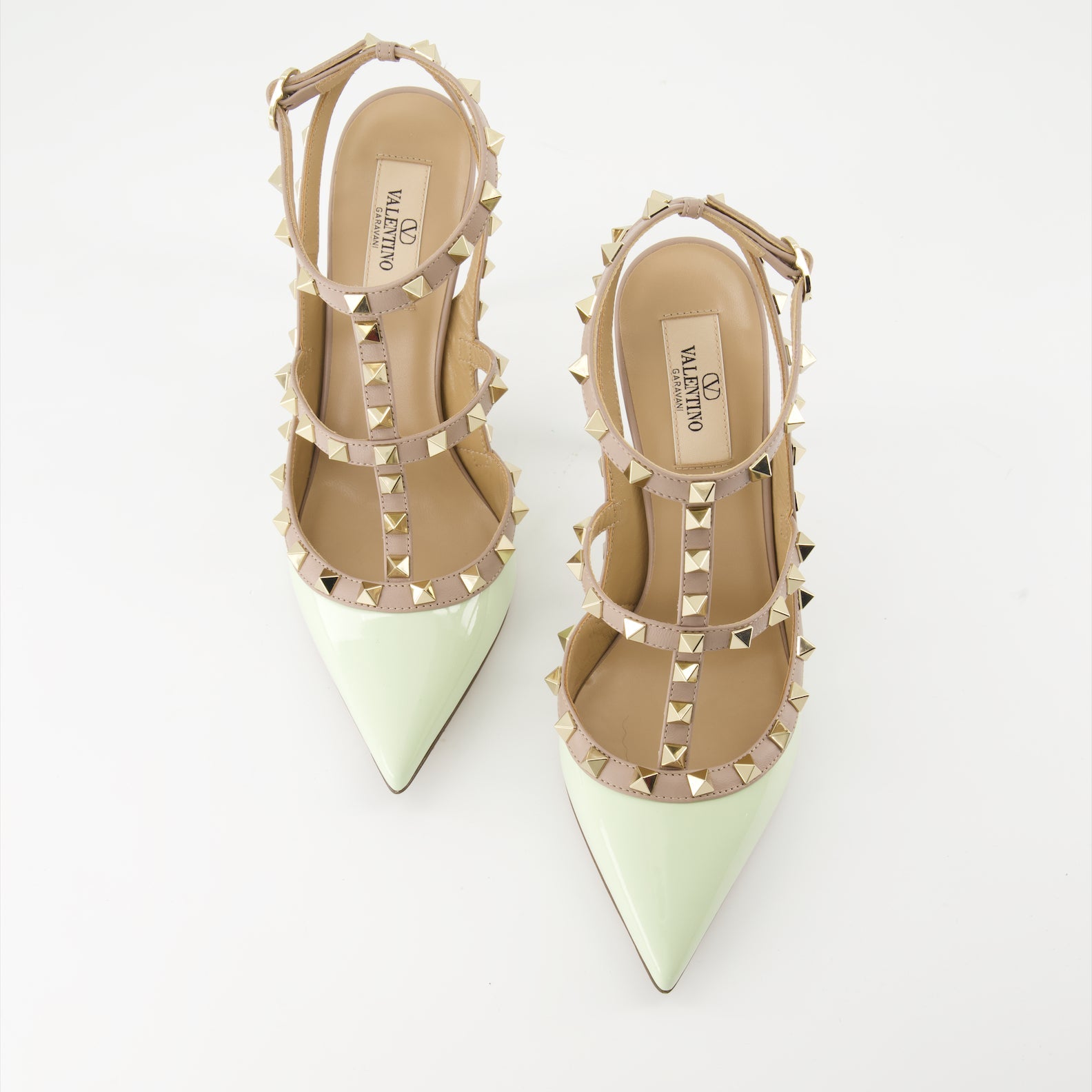 Valentino, Rockstud pumps, green leather pumps, luxury footwear, designer pumps