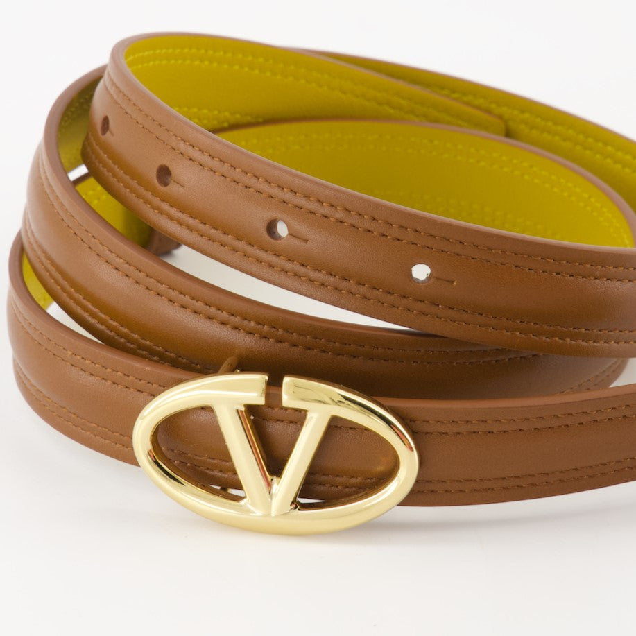 Valentino Garavani, leather belt, VLogo, brown calfskin, luxury accessories