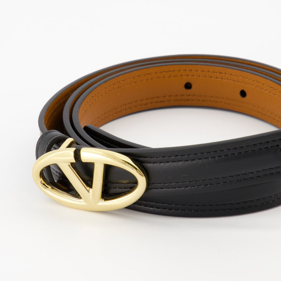 Valentino Garavani belt, luxury calfskin belt, VLogo The Bold, designer black belt, premium leather accessory