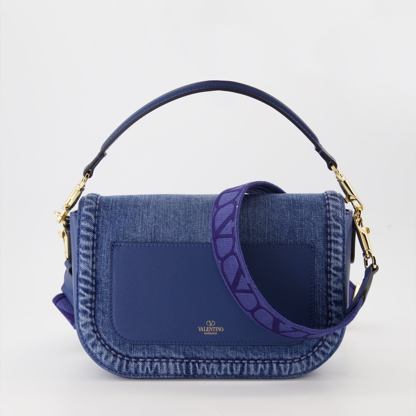 Denim bag, Valentino Garavani, stylish handbag, blue bag, versatile accessory