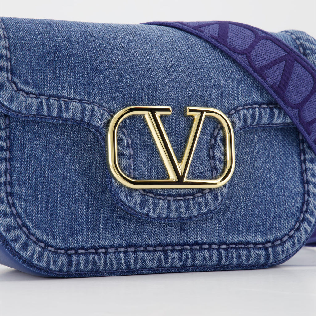Denim bag, Valentino Garavani, stylish handbag, blue bag, versatile accessory