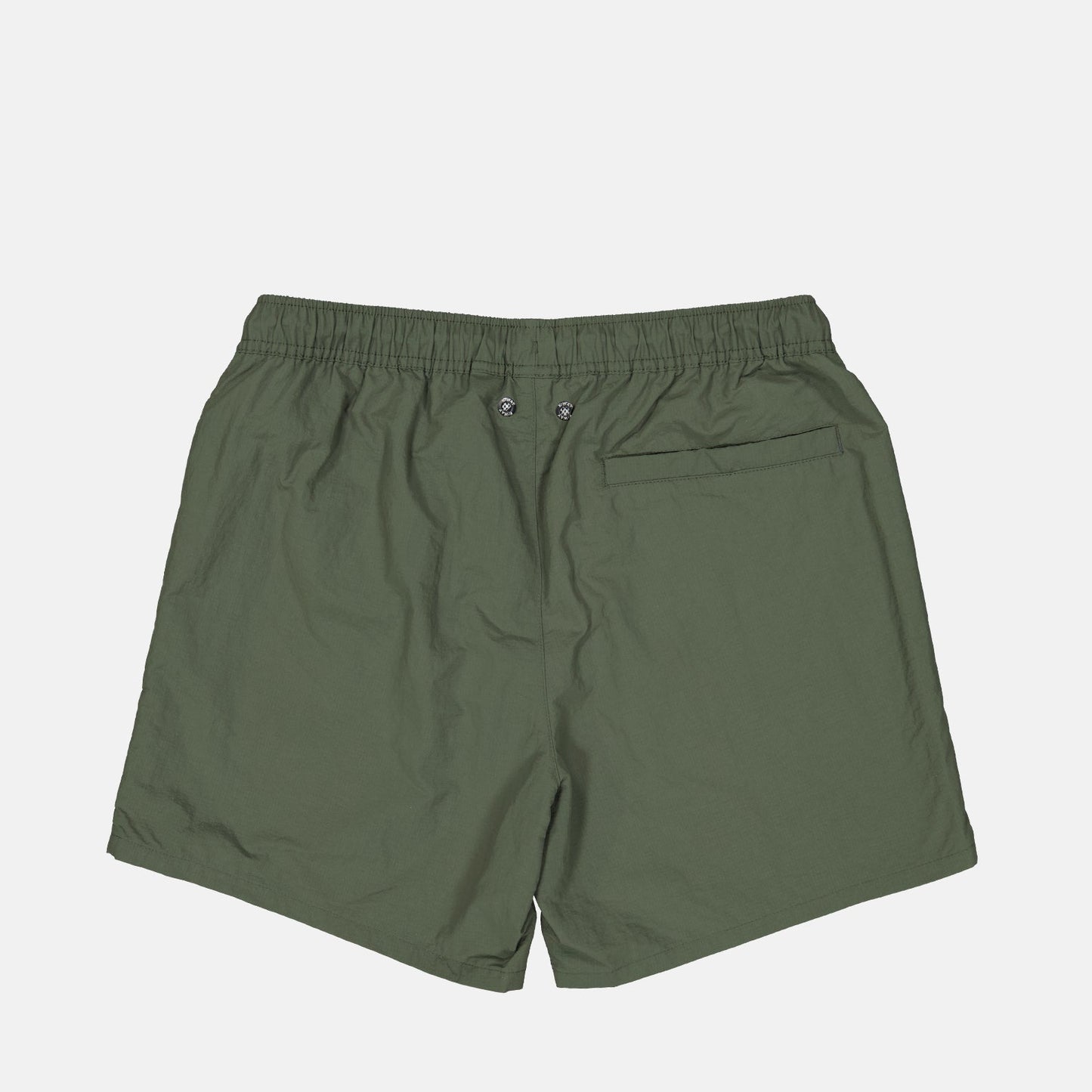 khaki swim shorts, luxury beachwear, K-Way swim shorts, high-end swimwear, designer beachwear