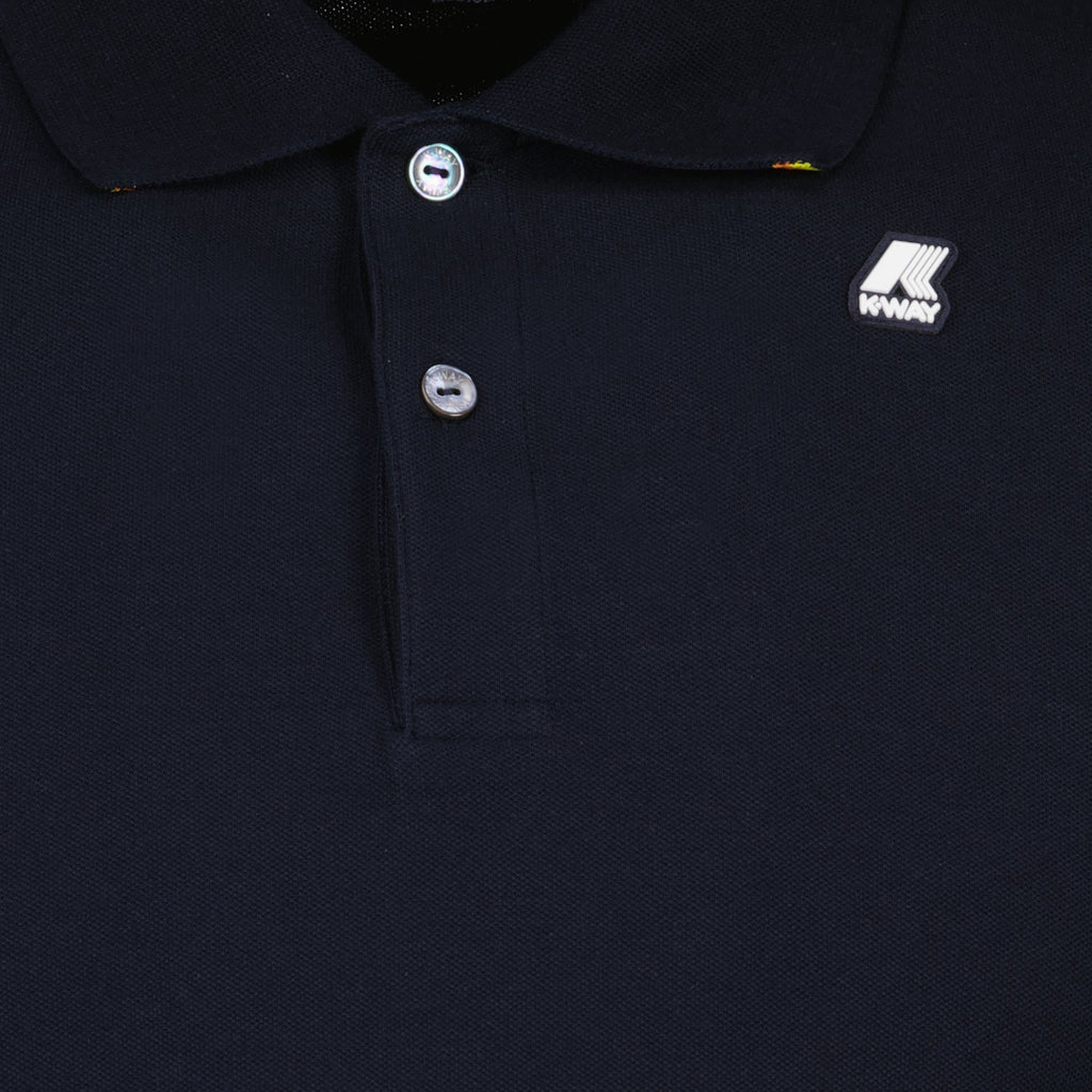 Image of Dark Blue Polo Shirt Vincent by K-Way for Men - Season Spring-Summer 2024 - Detail View 5