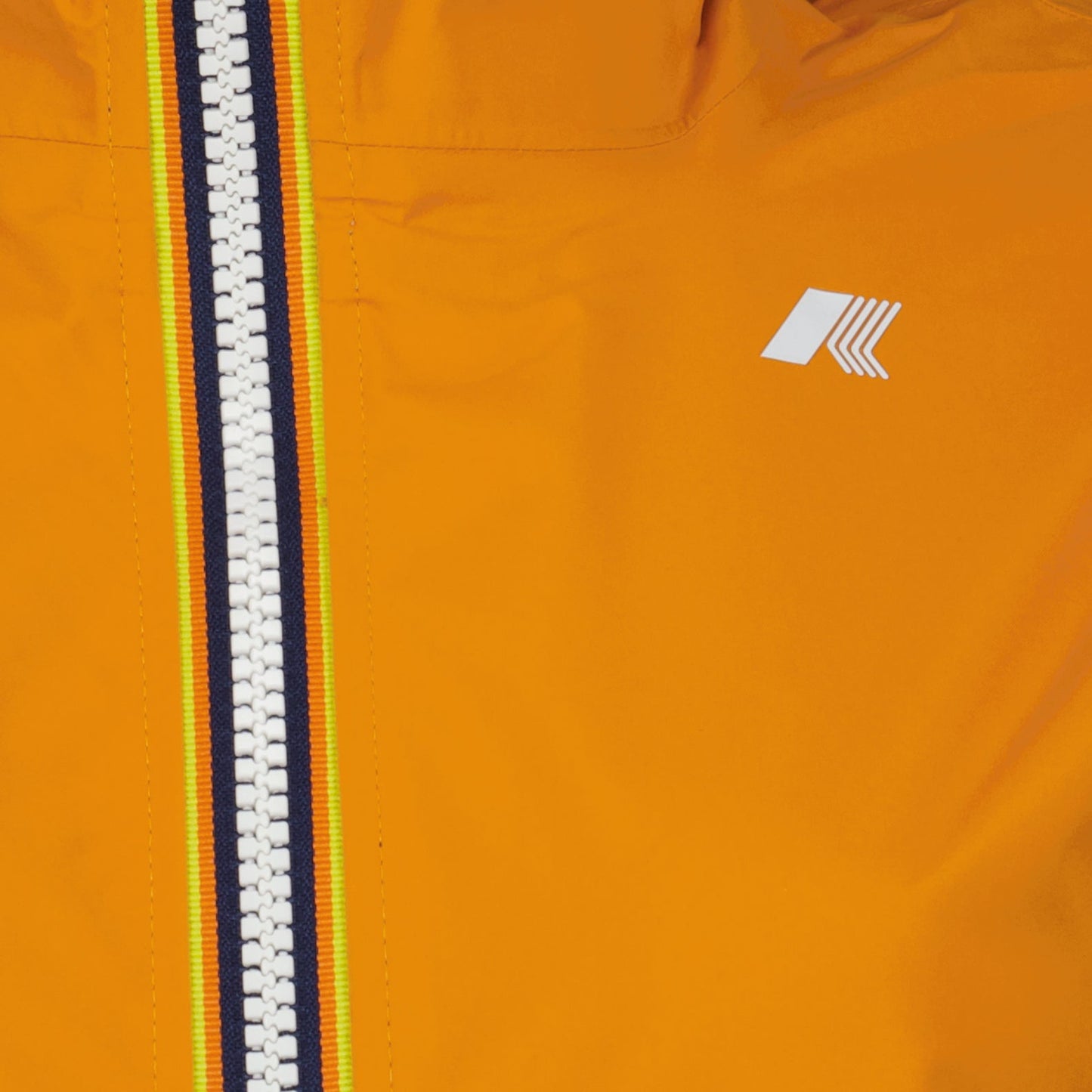 Eco-friendly jacket, orange nylon jacket, luxury outerwear, K-Way jacket, versatile fashion