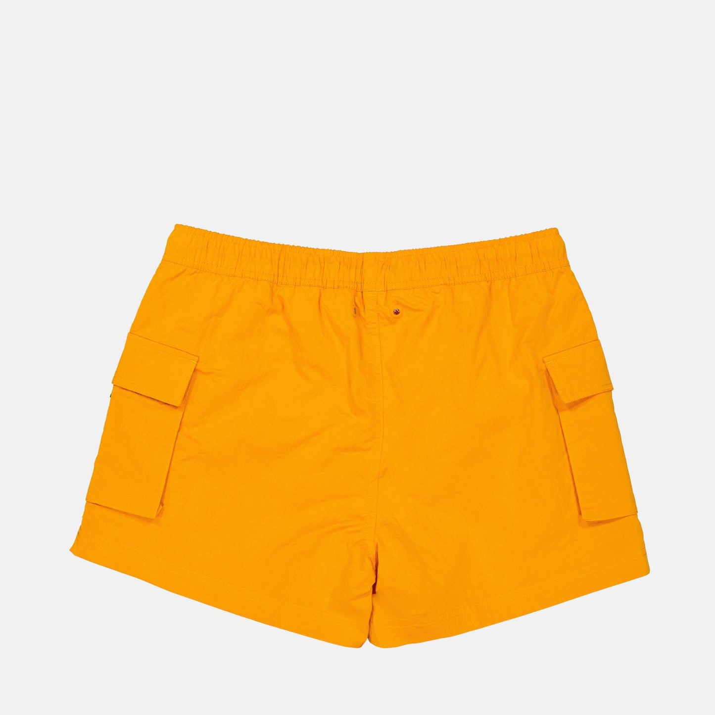 luxury swim shorts, K-Way, orange nylon shorts, high-end swimwear, designer swim shorts