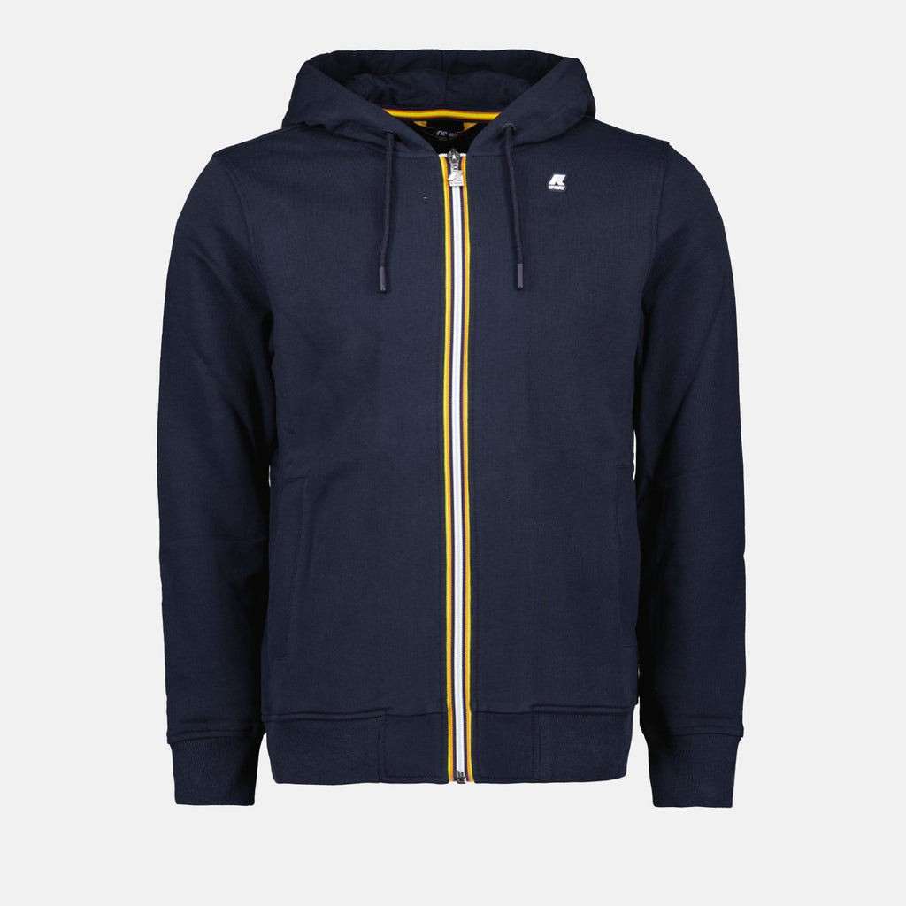 Image du sweatshirt zippé bleu Anthony de K-Way pour hommes - Saison Printemps-Été 2024 - Vue de face