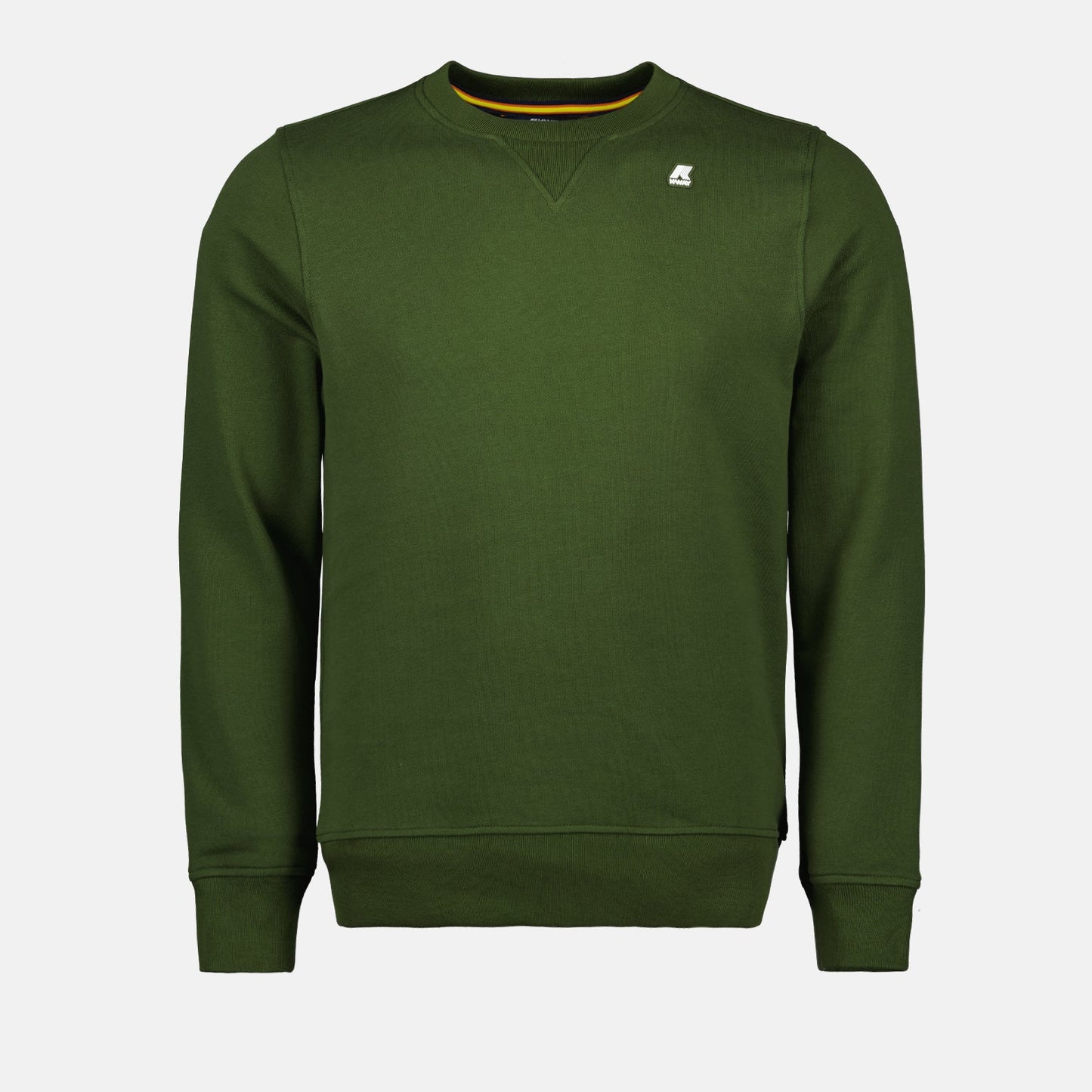 luxury sweatshirt, khaki green, K-Way, premium fashion, sophisticated style