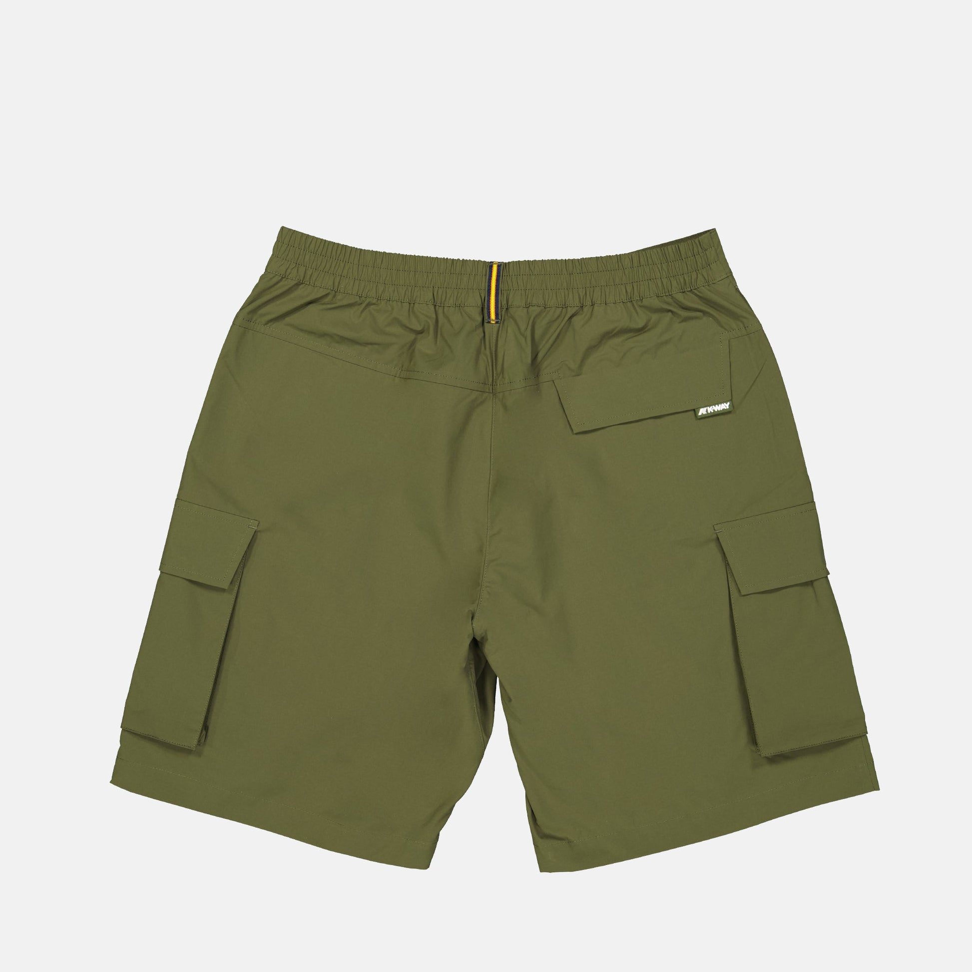 Bermuda shorts, K-Way, technical fabric, khaki green shorts, luxury menswear