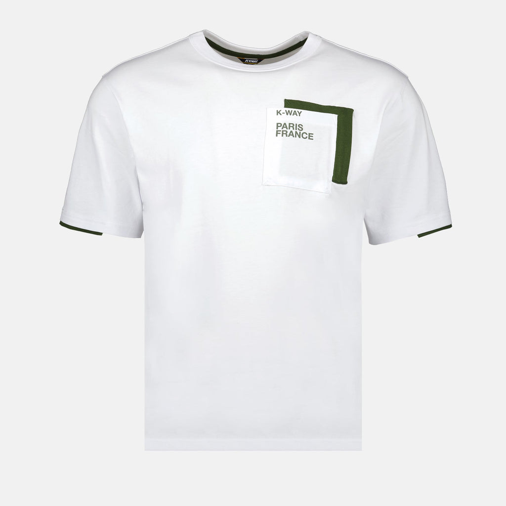 luxury t-shirt, K-Way, white-green t-shirt, designer tee, high-end fashion