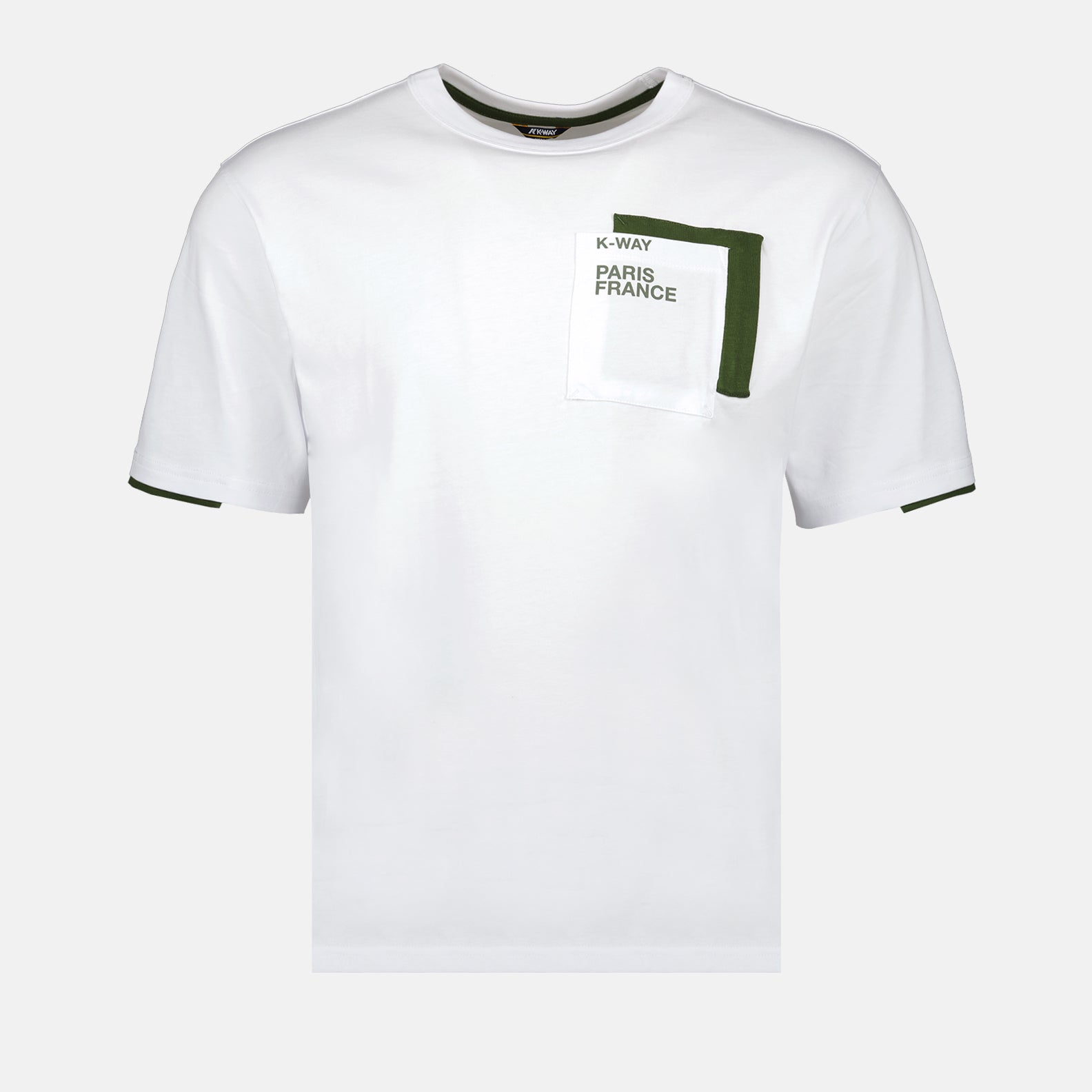 luxury t-shirt, K-Way, white-green t-shirt, designer tee, high-end fashion