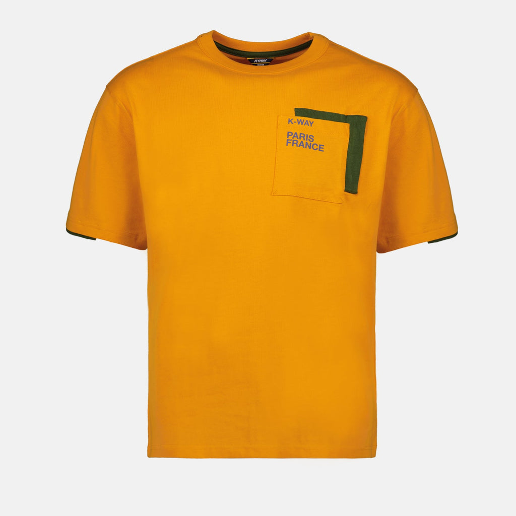 Image of Orange-Khaki Pocket T-shirt by K-Way for Men - Season Spring-Summer 2024 - Front View